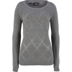 Sweter w ażurowy wzór bonprix szary melanż. Szare bez kategorii bonprix. Za 37,99 zł.
