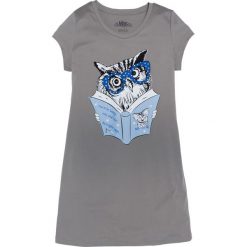 Koszula nocna bonprix szary z nadrukiem. Szare koszule nocne damskie bonprix, z nadrukiem, z materiału, z okrągłym kołnierzem. Za 34,99 zł.
