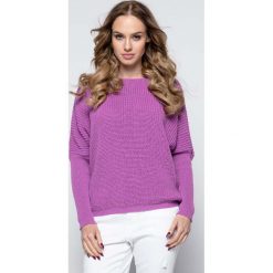 Fioletowy Sweter z Dekoltem V na Plecach. Fioletowe piżamy damskie Molly.pl, uniwersalny, bez wzorów, z dzianiny, klasyczne, bez rękawów, długie, bez kaptura. Za 118,90 zł.