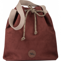 Torebka worek "BUCKET BAG", kolor bordo z jasnym paskiem. Czerwone torebki worki damskie me&BAGS, bez wzorów, bez dodatków. Za 199,00 zł.
