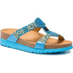 Klapki SCHOLL - New Bogota Wedge F26607 1063 390 Turquoise. Niebieskie klapki damskie Scholl, bez wzorów, ze skóry ekologicznej, bez obcasa. Za 229,00 zł.