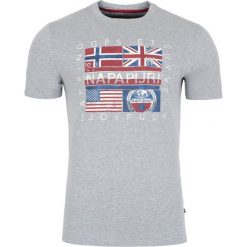 T-shirt Napapijri. Szare t-shirty męskie Napapijri, m, bez wzorów, z jeansu, z włoskim kołnierzykiem. Za 169,00 zł.