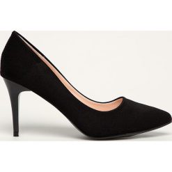 Answear - Szpilki Ideal Shoes. Czarne szpilki ANSWEAR, bez wzorów, z gumy, bez obcasa, na obcasie, bez zapięcia. W wyprzedaży za 79,90 zł.