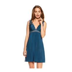 Koszula Lilly 36120-95X Granatowa (Miseczki usztywniane). Niebieskie koszule damskie Henderson Ladies, bez wzorów, bez kołnierzyka, bez rękawów. Za 105,90 zł.