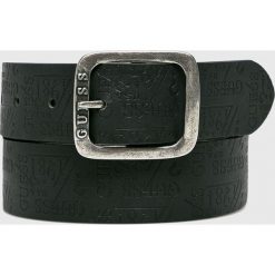 Guess Jeans - Pasek skórzany. Czarne paski męskie Guess Jeans, z aplikacjami, z jeansu. Za 199,90 zł.