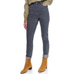 Spodnie jeansowe slim fit. Szare spodnie damskie Top Secret, s, z jeansu, z podwyższonym stanem. Za 129,99 zł.