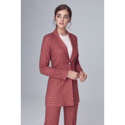 Wydłużona bordowa marynarka w kratę. Czerwone marynarki damskie NIFE, xl, bez wzorów, z elastanu. Za 219,00 zł.