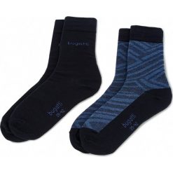 Zestaw 2 par wysokich skarpet unisex BUGATTI - 6283 Dark Navy 545. Niebieskie skarpetki damskie Bugatti, bez wzorów, z elastanu. W wyprzedaży za 29,00 zł.