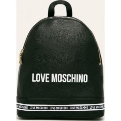 Love Moschino - Plecak skórzany. Czarne plecaki damskie Love Moschino, z nadrukiem, ze skóry, eleganckie. W wyprzedaży za 1099,00 zł.