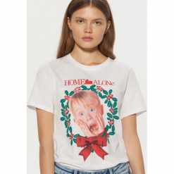 Koszulka Home Alone - Biały. Białe t-shirty damskie Cropp, l. Za 49,99 zł.