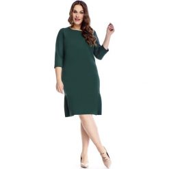 Sukienka z ozdobnymi plisami zielony. Zielone sukienki damskie Tagless, plus size, bez wzorów, z poliesteru, bez kołnierzyka, plus size, bez rękawów. Za 109,43 zł.