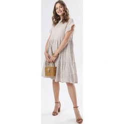 Jasnobeżowa Sukienka Maileora. Brązowe sukienki damskie Born2be, na lato, m, bez wzorów, bez kołnierzyka, bez rękawów. W wyprzedaży za 119,99 zł.