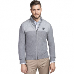 Sweter URBANO SWPR000222. Szare swetry męskie Giacomo Conti, na zimę, m, bez wzorów, z bawełny, bez kołnierzyka, bez kaptura. Za 399,00 zł.