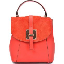 Plecaki damskie: Skórzany plecak w kolorze czerwonym – (S)24 x (W)22 x (G)11 cm