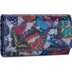 Duży Portfel Damski STEFANIA - SV-007D/MOT+DF Gran/Blu. Niebieskie portfele damskie Stefania, bez wzorów, ze skóry. Za 149,00 zł.