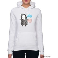 Bluza damska z owieczką. Szare bluzy rozpinane damskie Pakamera, z nadrukiem, z kapturem. Za 119,00 zł.