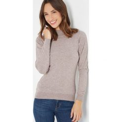 Sweter w kolorze szarobrązowym. Szare swetry damskie William de Faye, bez wzorów, z kaszmiru, bez rękawów, bez kaptura. W wyprzedaży za 109,95 zł.