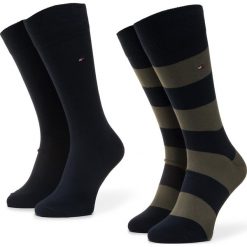 Zestaw 2 par wysokich skarpet męskich TOMMY HILFIGER - 342021001 Olive 002. Niebieskie skarpetki męskie TOMMY HILFIGER, bez wzorów, z elastanu. Za 59,00 zł.