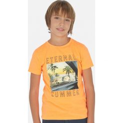 Mayoral - T-shirt dziecięcy 128-172 cm. Niebieskie t-shirty chłopięce Mayoral, z nadrukiem, z bawełny, bez rękawów. Za 64,90 zł.