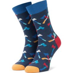 Skarpety Wysokie Unisex HAPPY SOCKS - AXE01-6000 Granatowy Kolorowy. Niebieskie skarpetki damskie Happy Socks, bez wzorów, z elastanu. Za 34,90 zł.