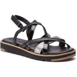 Sandały TAMARIS - 1-28606-22 Black/Pewter 094. Czarne klapki damskie Tamaris, bez wzorów, ze skóry, bez obcasa. W wyprzedaży za 189,00 zł.
