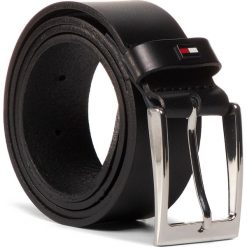 Pasek Męski TOMMY HILFIGER - AM0AM05901 BLK. Czarne paski męskie TOMMY HILFIGER, w paski, ze skóry. Za 179,00 zł.