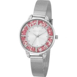 Zegarek z kryształkami Swarovski w kolorze srebrno-różowym. Szare, analogowe zegarki damskie marki Crystal & Co, ze stali. W wyprzedaży za 85,95 zł.
