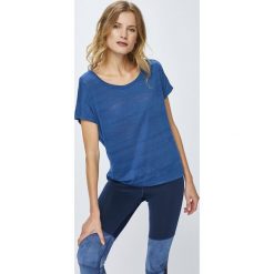 Reebok - Top. Niebieskie topy damskie marki Reebok, s, z elastanu, z okrągłym kołnierzem. W wyprzedaży za 119,90 zł.