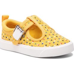 Kapcie CLARKS - City Spark T 261413236 Yellow Combi. Żółte sandały dziewczęce Clarks, z materiału. W wyprzedaży za 119,00 zł.