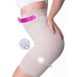 Szorty modelujące w kolorze beżowym. Brązowe spodenki sportowe damskie Liposlim, s, bez wzorów, ze skóry, sportowe, z podwyższonym stanem. W wyprzedaży za 84,95 zł.