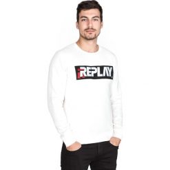 Replay Bluza Biały. Białe bluzy męskie Replay, s, z haftami, z bawełny, bez kołnierzyka, bez rękawów, bez kaptura. Za 516,95 zł.