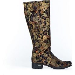 Kozaki - skóra naturalna - model 160 - kolor złota mozaika. Żółte kozaki damskie Zapato, na co dzień, na zimę, z jeansu, eleganckie, przed kolano, na niskim obcasie, na płaskiej podeszwie, bez zapięcia. W wyprzedaży za 349,30 zł.