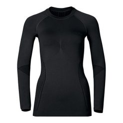 Bluzki sportowe damskie: Odlo Koszulka Tech. Shirt l/s Crew Neck EVOLUTION WARM Czarna r. L (183131)