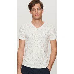 T-shirty męskie: T-shirt z mikrowzorem – Kremowy