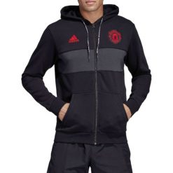 Adidas MUFC FZ Hoodie DP2323. Czarne bluzy męskie Adidas, s, bez wzorów, z bawełny, bez kołnierzyka, bez rękawów, bez kaptura. W wyprzedaży za 199,99 zł.