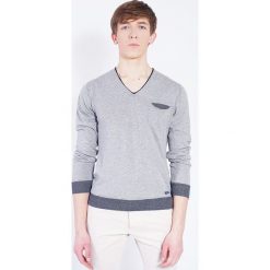 Sweter Trussardi Jeans. Szare swetry męskie m, z aplikacjami, z jeansu. Za 173,40 zł.