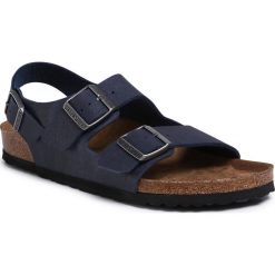 Sandały BIRKENSTOCK - Milano Bs 1018177 Saddle Matt Navy. Niebieskie klapki męskie Birkenstock, ze skóry ekologicznej, bez zapięcia. Za 299,00 zł.