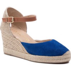 Espadryle UNISA - Caceres 19 Ks Sapphire. Niebieskie espadryle damskie Unisa, bez wzorów, ze skóry, bez obcasa, na obcasie. W wyprzedaży za 239,00 zł.