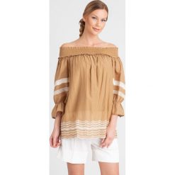 BLUZKA LE COEUR Twinset. Pomarańczowe bluzki damskie Twinset, xs, w koronkowe wzory, z bawełny, z okrągłym kołnierzem, bez rękawów. Za 315,00 zł.