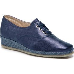 Espadryle SPIFFY - C-61229-80 Marino 030. Niebieskie espadryle damskie Spiffy, bez wzorów, ze skóry, bez obcasa, na koturnie. W wyprzedaży za 269,00 zł.