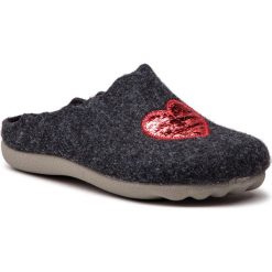Kapcie MANITU - 320569 Schwarz 1. Szare klapki damskie marki Manitu, bez wzorów, ze skóry ekologicznej, bez obcasa. Za 139,00 zł.