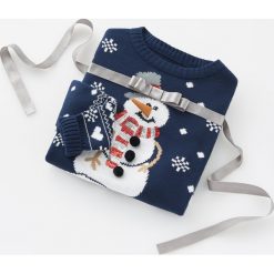 Sweter z motywem świątecznym - Granatowy. Niebieskie swetry damskie Reserved, s, bez wzorów, wizytowe, bez rękawów, bez kaptura. W wyprzedaży za 34,99 zł.