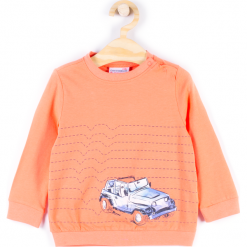 Koszulka. Brązowe t-shirty chłopięce z długim rękawem HEY BOY, z aplikacjami, z bawełny. Za 29,90 zł.