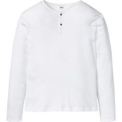 Shirt w prążek, długi rękaw bonprix biały. Białe koszulki męskie bonprix, xl, bez wzorów, bez kołnierzyka, z długim rękawem, długie. Za 37,99 zł.