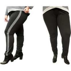 Czarne spodnie Lampas pepitka PLUS SIZE. Czarne spodnie damskie Moda Size Plus Iwanek, s, bez wzorów, z bawełny, eleganckie. Za 99,90 zł.