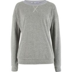 Bluza z dzianiny welurowej nicki bonprix jasnoszary melanż. Szare bluzy damskie bonprix, bez wzorów, z dzianiny, bez rękawów, bez kaptura. Za 74,99 zł.