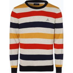Gant - Sweter męski, czerwony. Czerwone swetry męskie GANT, m, w paski, z bawełny, bez kołnierzyka, bez kaptura. Za 449,95 zł.