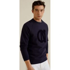 Mango Man - Bluza. Niebieskie bluzy męskie marki Mango Man, s, bez wzorów, z bawełny, z okrągłym kołnierzem, bez rękawów, bez kaptura. W wyprzedaży za 89,90 zł.