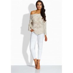 Kobiecy sweter z uroczymi dziurkami beżowy samantha. Brązowe swetry damskie Lemoniade, uniwersalny, bez wzorów, eleganckie, bez rękawów, bez kaptura. Za 109,90 zł.