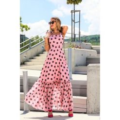 Sukienka PERIELA PINK. Różowe sukienki damskie Sukienka PERIELA PINK, s, bez wzorów, bez kołnierzyka, bez rękawów, długie. W wyprzedaży za 109,00 zł.